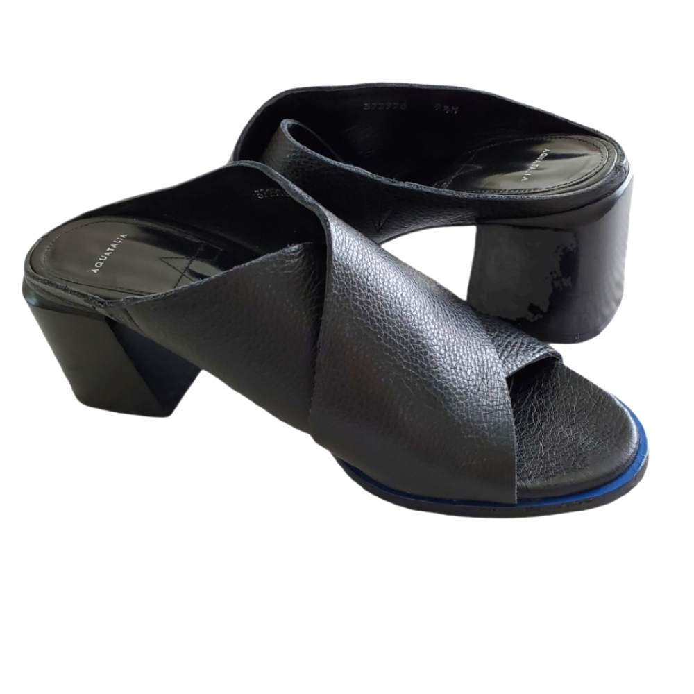Aquatalia Jana black cross-over heeled sandal
